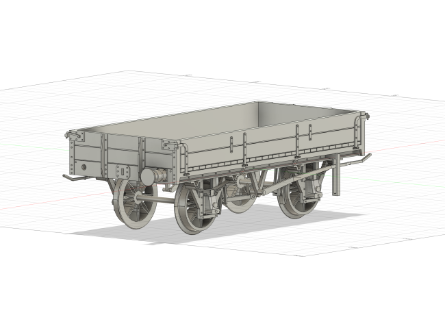 Image of wagon showing brake gear (brakes only fitted to one side on the prototype)