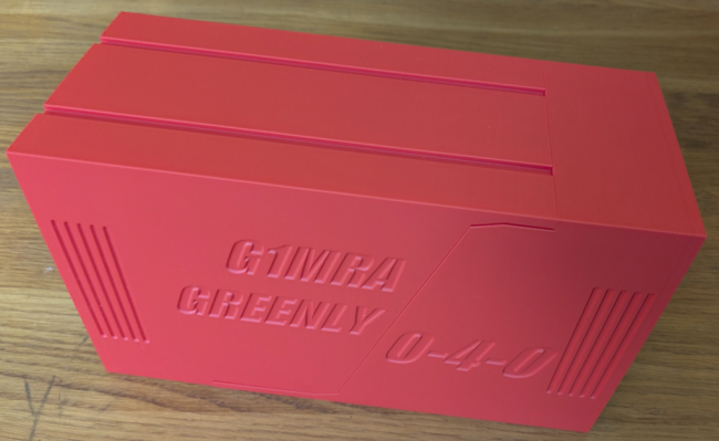 Image of the 3D printed Greenly Locomotive storage box when closed